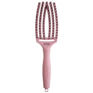 Lenktas šepetys plaukams Olivia Garden Fingerbrush Combo Medium, pastelinės rožinės spalvos