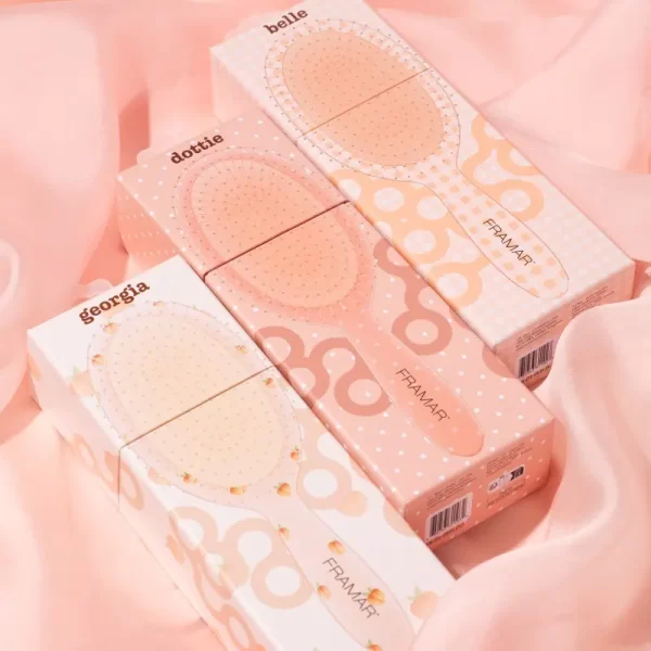 Šepetys plaukams Framar Detangle Brush Peach Please Georgia (su dėžute)